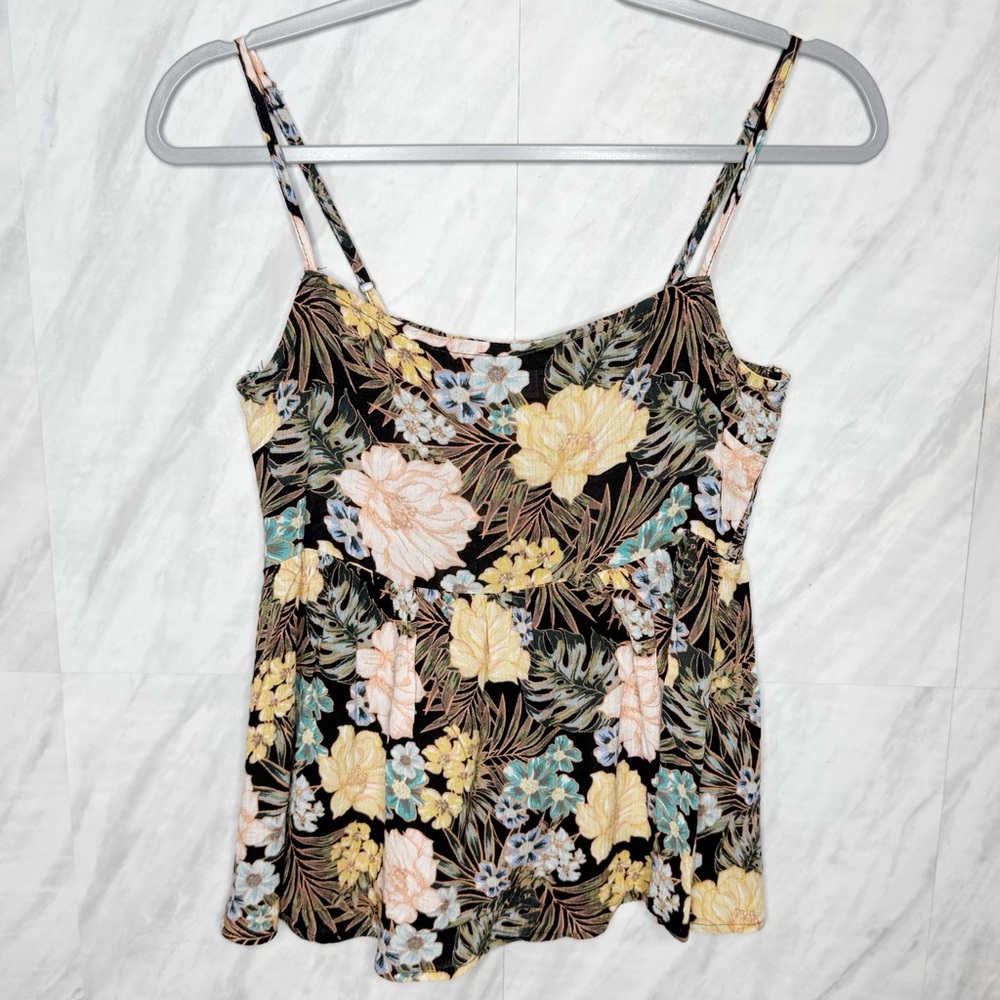 O'Neill Black and Orange Fitted Camisole with Spaghetti Straps Small